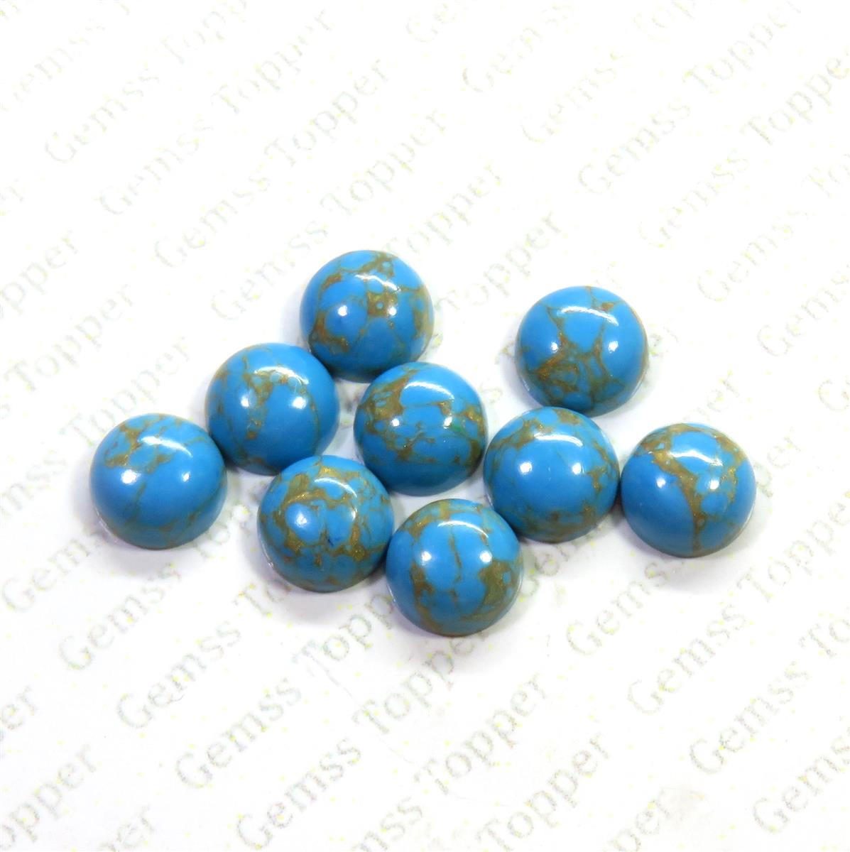 Blue Mohave Turquoise 8x8 mm Round Cabochon